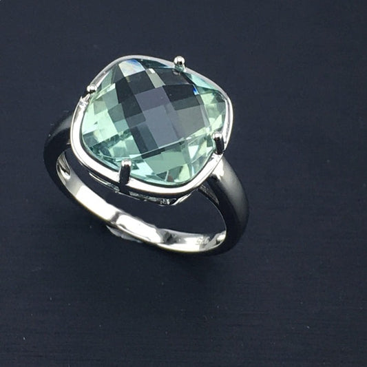 925 Sterling Silver Green Amethyst Ring