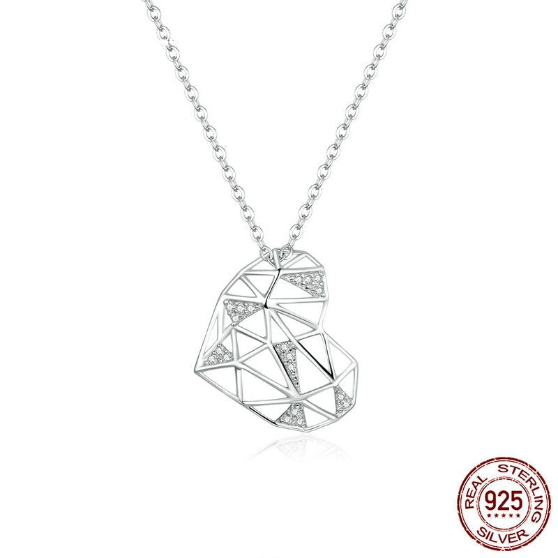 Sterling Silver 925 Heart Pendant Necklace for Women