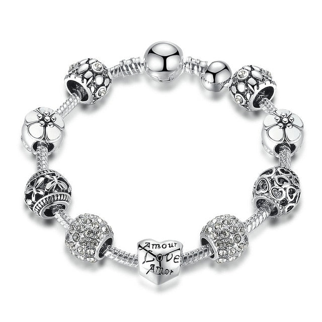 Multi-Design Silver Charm Bracelets