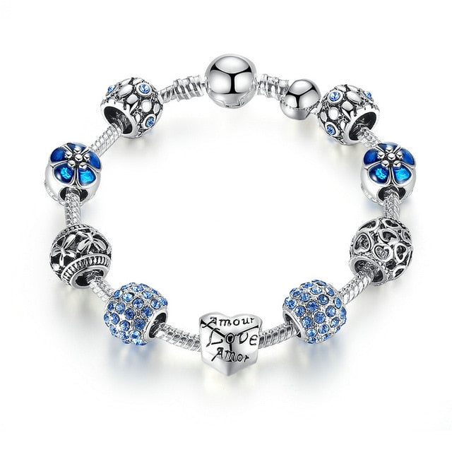 Multi-Design Silver Charm Bracelets
