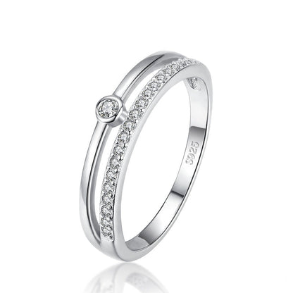 925 Sterling Silver Line Clear CZ Rings