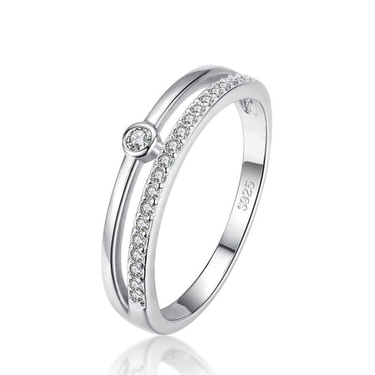 925 Sterling Silver Line Clear CZ Rings