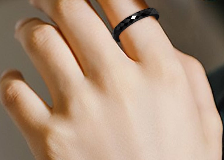 Casual Light Black White Ceramic Ring