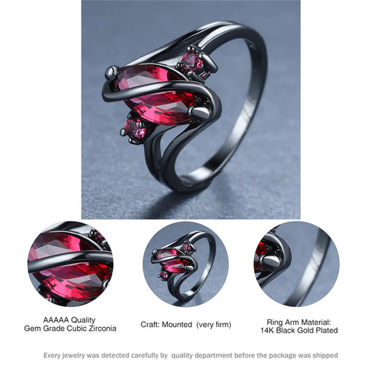 Charm Female Red Leaf Ring