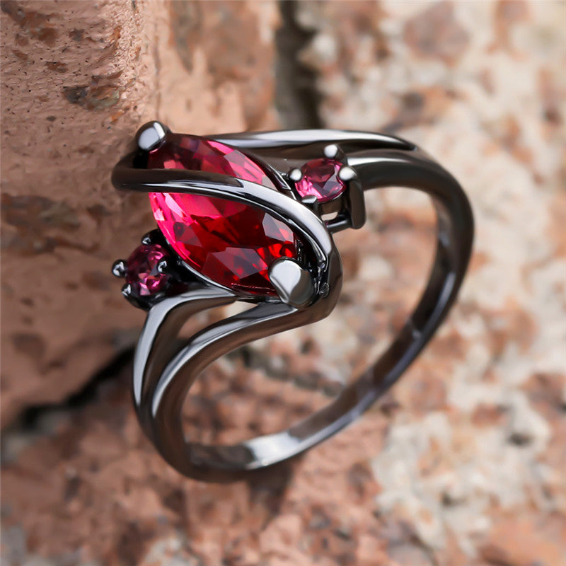 Charm Female Red Leaf Ring