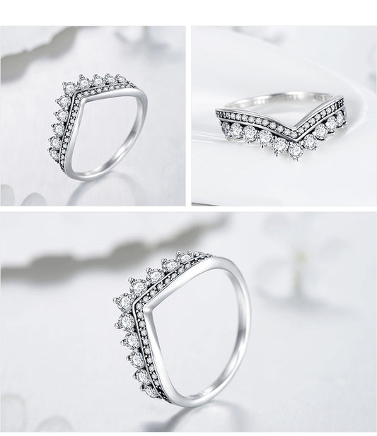 Sterling Zircon Crown Ring