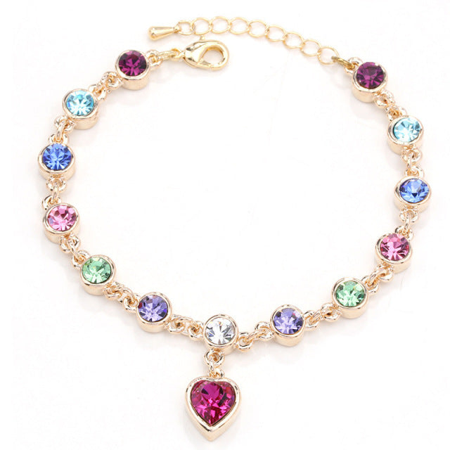 Multi-Color Stones Heart Shape Ring