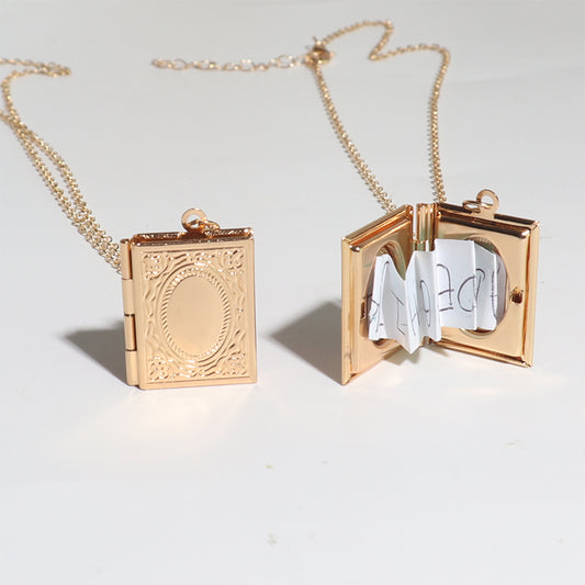 Book Locket with Pictures Necklace