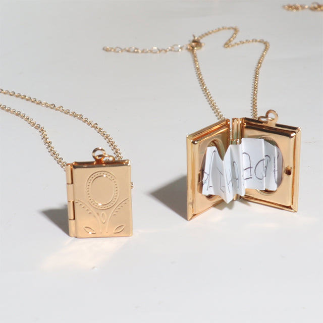 Book Locket with Pictures Necklace