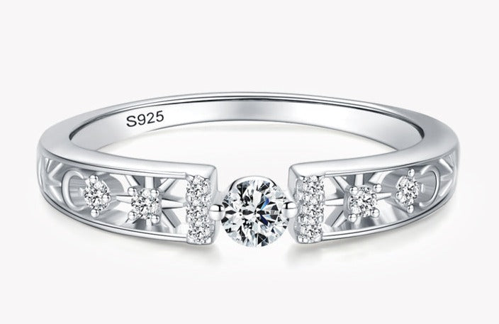 Sterling Silver Line Clear CZ Rings