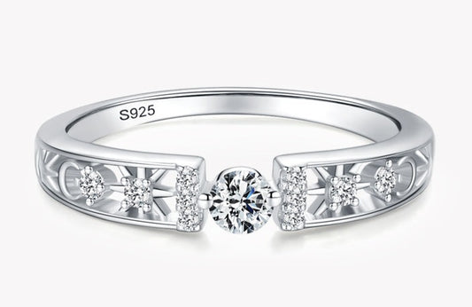 Sterling Silver Line Clear CZ Rings