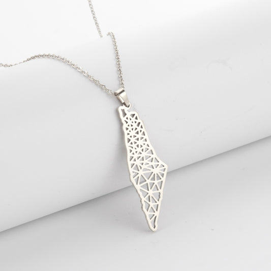 Vintage Map Pendant Necklace  Arabic Stainless Steel Gold Color Chain Necklaces