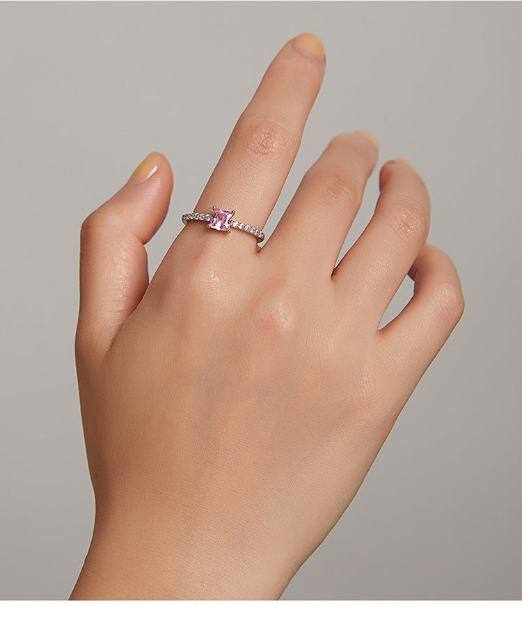 Sterling Silver Pink Love CZ Ring