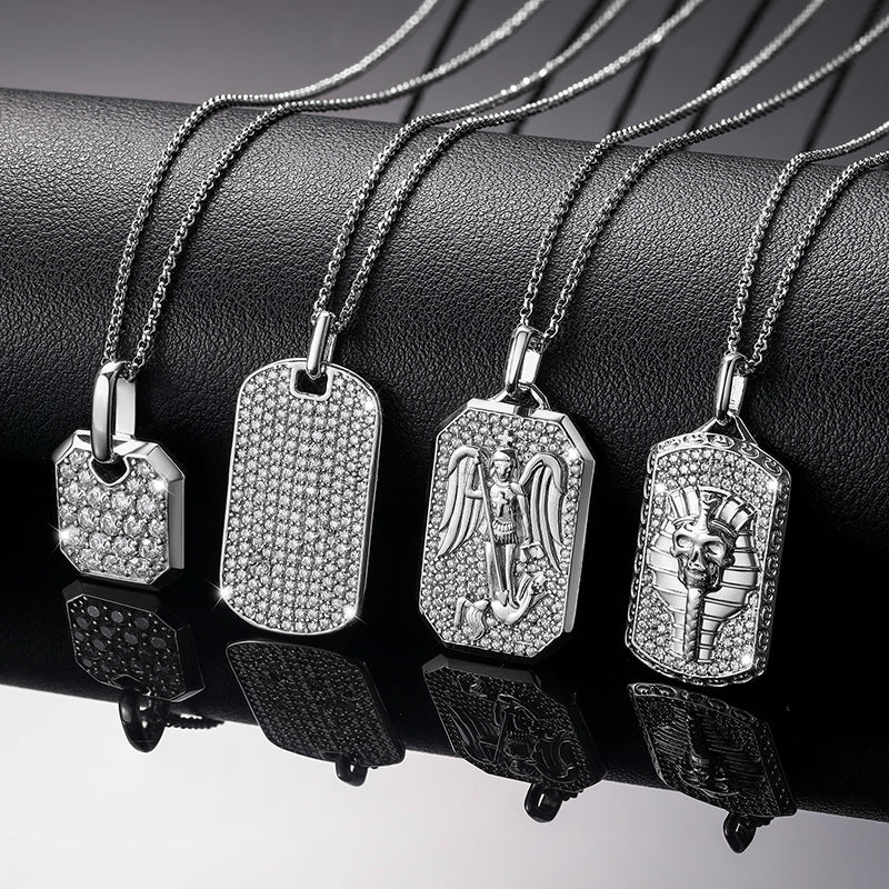 Streamline Tag With Pave Moissanite Diamonds Tag Pendant