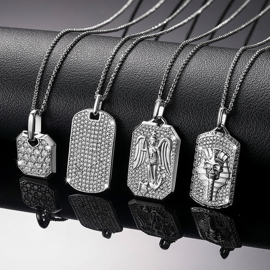 Streamline Tag With Pave Moissanite Diamonds Tag Pendant