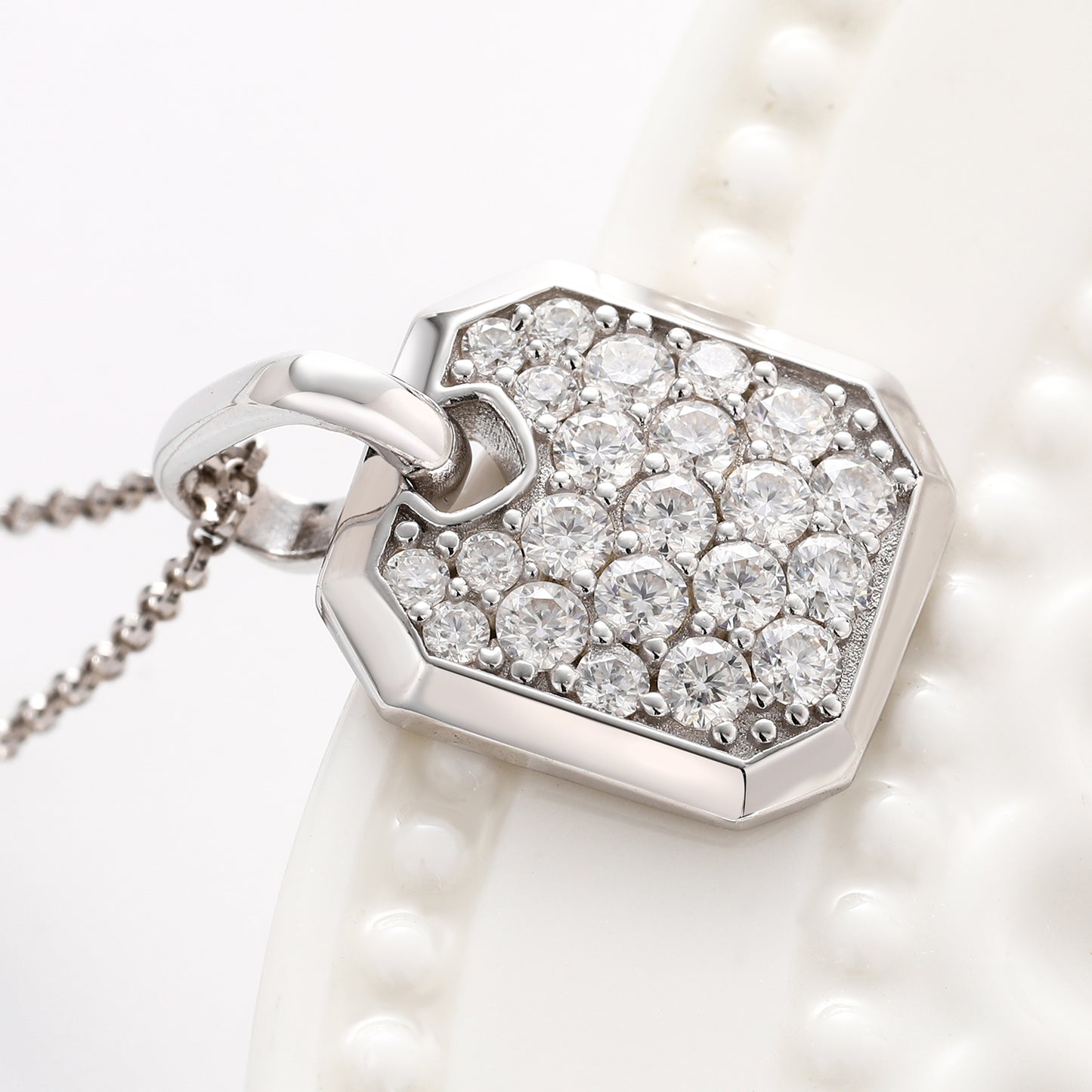 Streamline Tag With Pave Moissanite Diamonds Tag Pendant