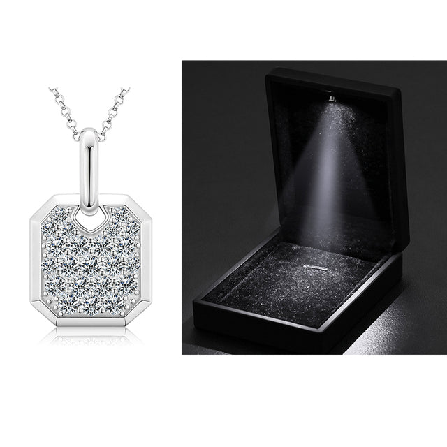 Streamline Tag With Pave Moissanite Diamonds Tag Pendant