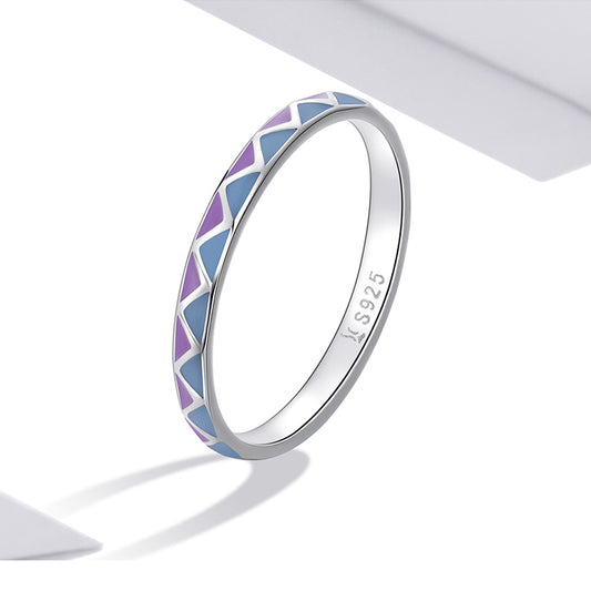 925 Sterling Silver Simple Contrast-Color Ring
