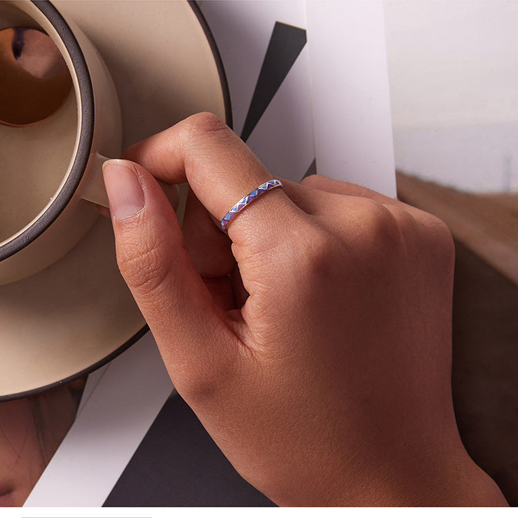 925 Sterling Silver Simple Contrast-Color Ring