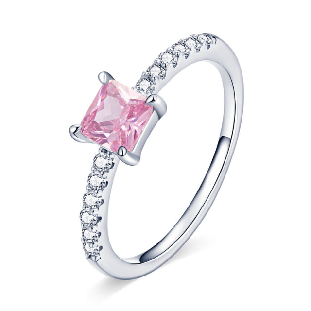 Sterling Silver Pink Love CZ Ring