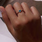 925 Sterling Silver Simple Blue Triangular Zirconium Ring