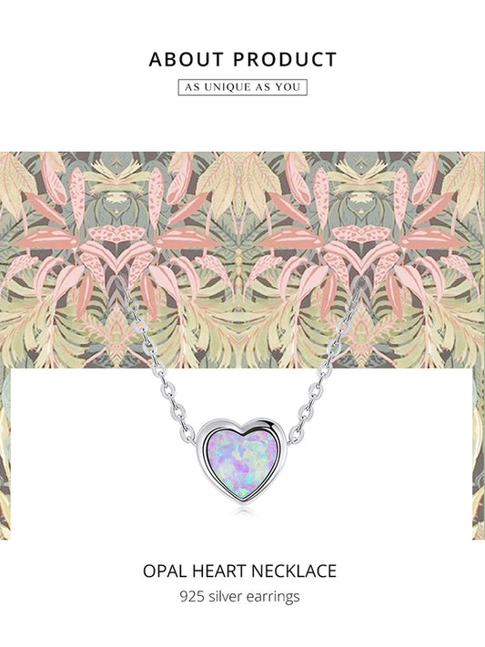 925 Sterling Silver Opal Heart Pendant