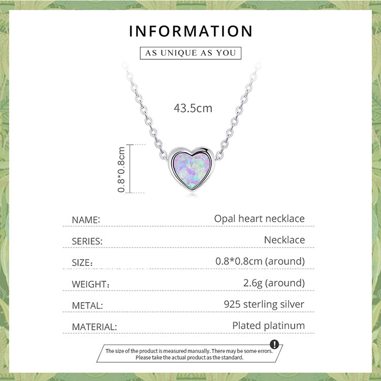925 Sterling Silver Opal Heart Pendant
