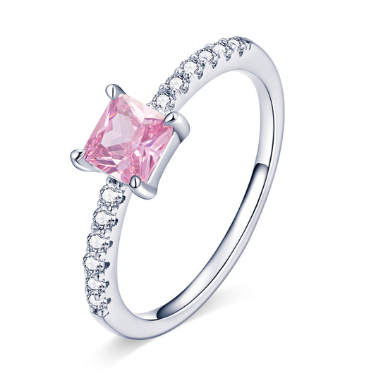 Sterling Silver Rings for Women Heart Shape ring pink
