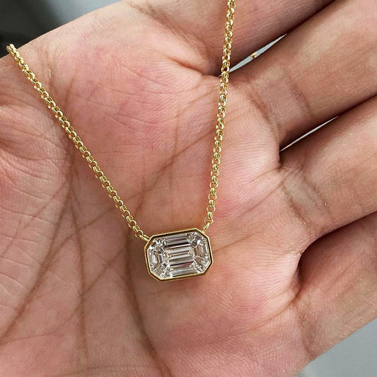 Solitaire Square Zircon Pendants Necklace
