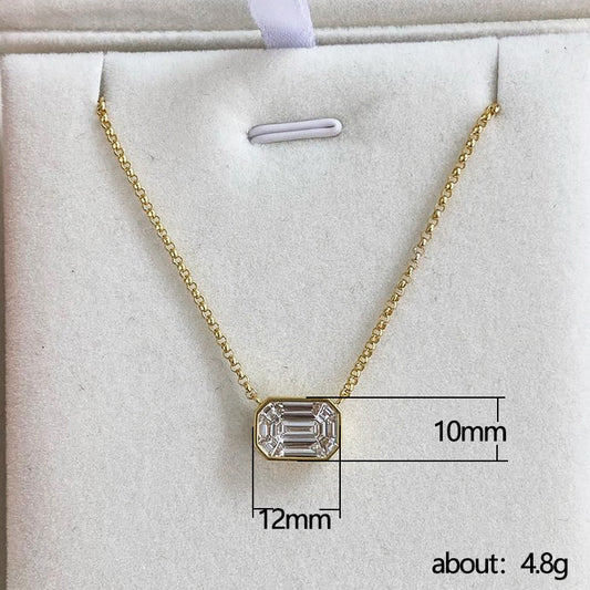 Solitaire Square Zircon Pendants Necklace
