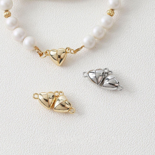 14K Plated Heart-Shaped Love Necklace Magnetic Link Buckle
