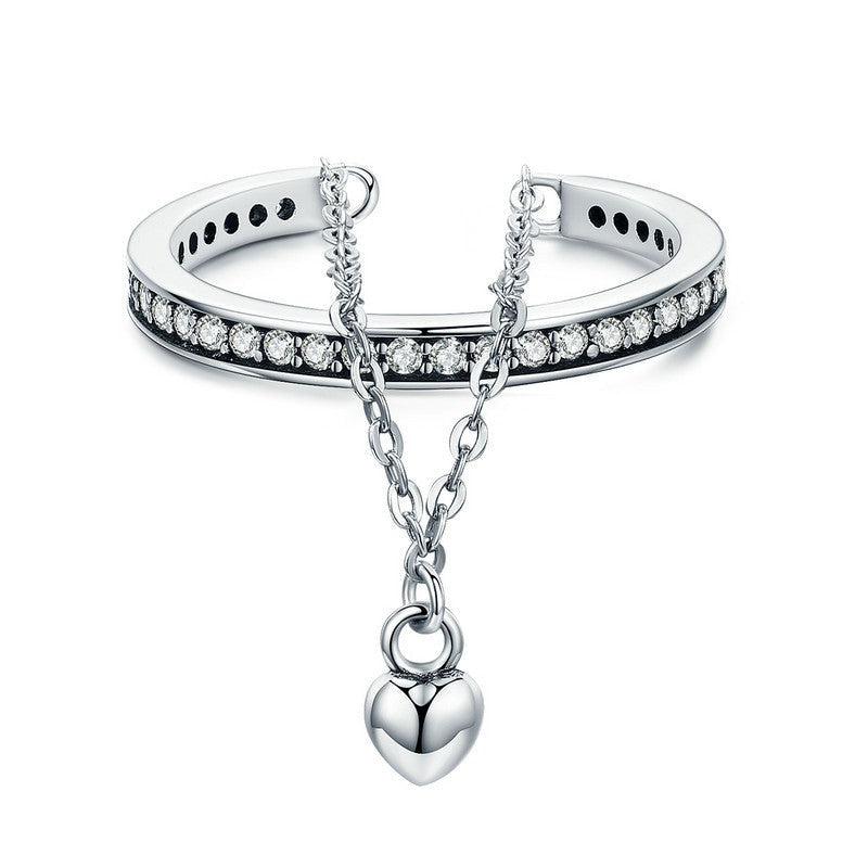 Stackable Clear CZ Double Layer Adjustable Ring