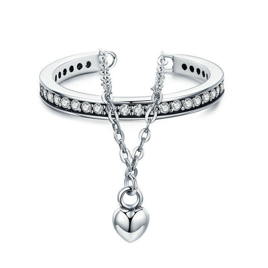Stackable Clear CZ Double Layer Adjustable Ring