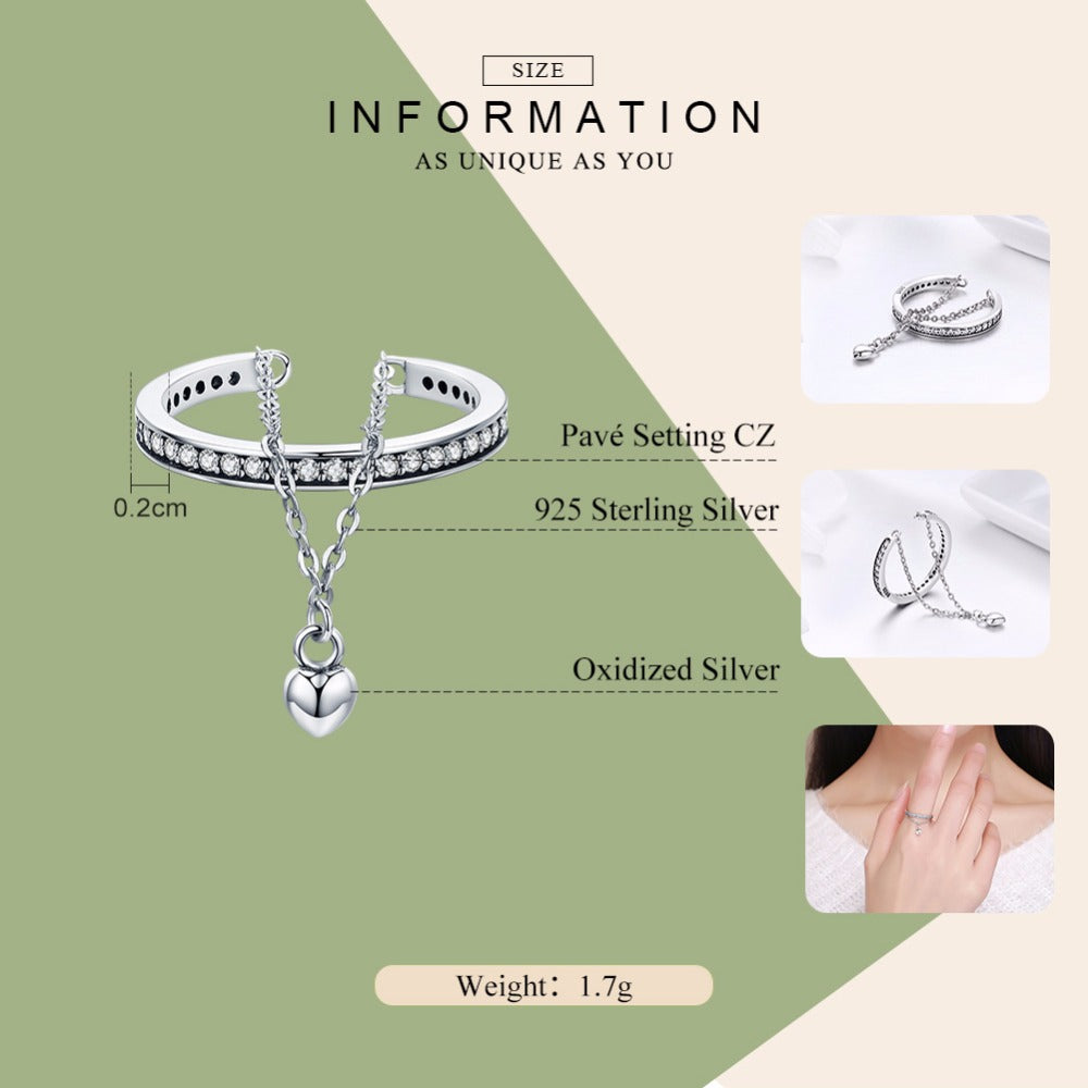 Stackable Clear CZ Double Layer Adjustable Ring