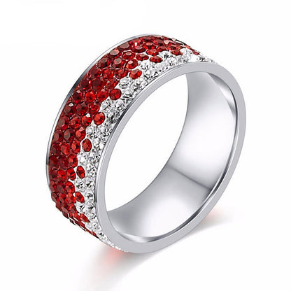Stainless Steel Ring Crystal Charm Ring