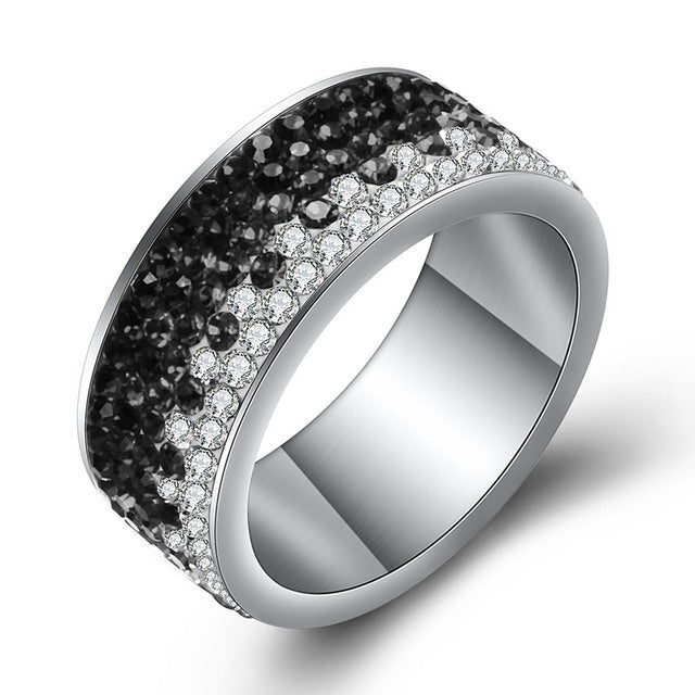 Stainless Steel Ring Crystal Charm Ring