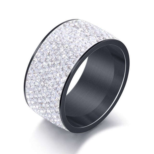 Stainless Steel Ring Crystal Charm Ring