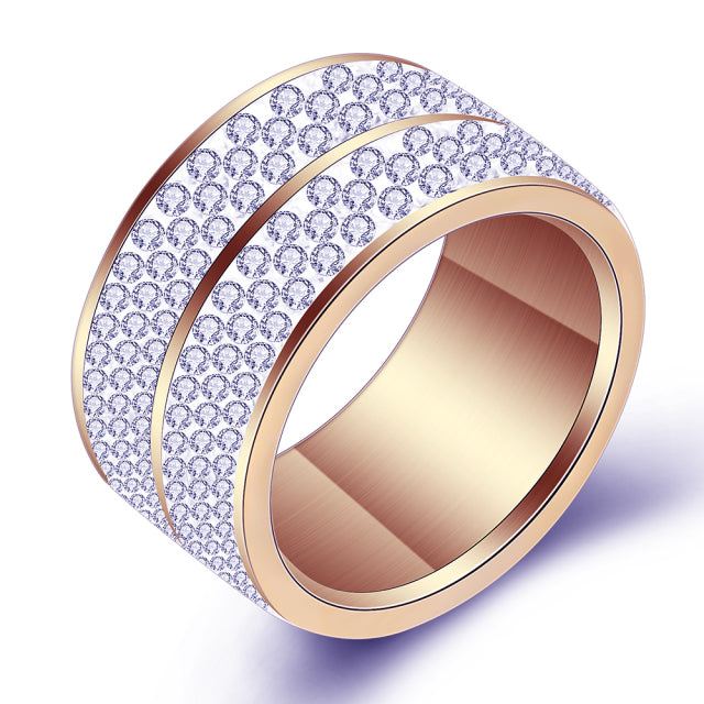 Stainless Steel Ring Crystal Charm Ring