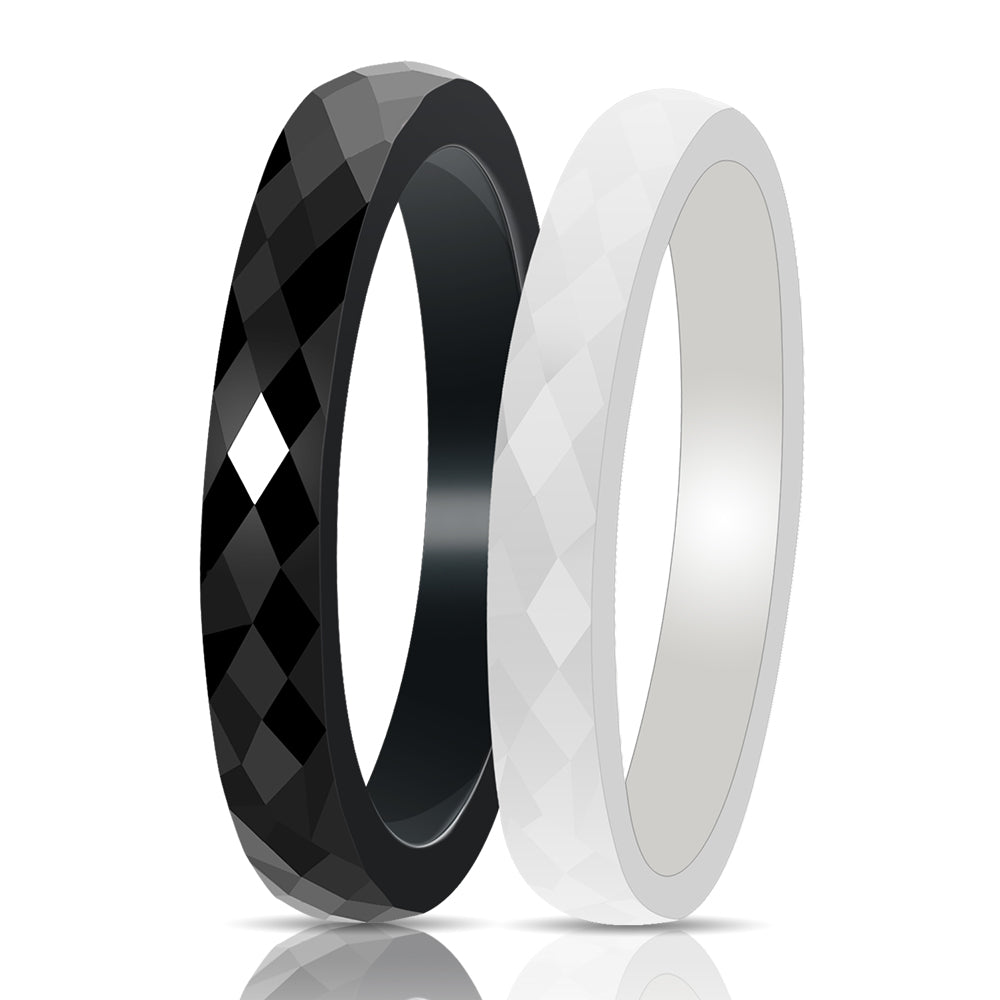 Casual Light Black White Ceramic Ring