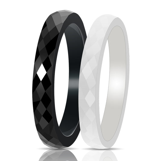 Casual Light Black White Ceramic Ring
