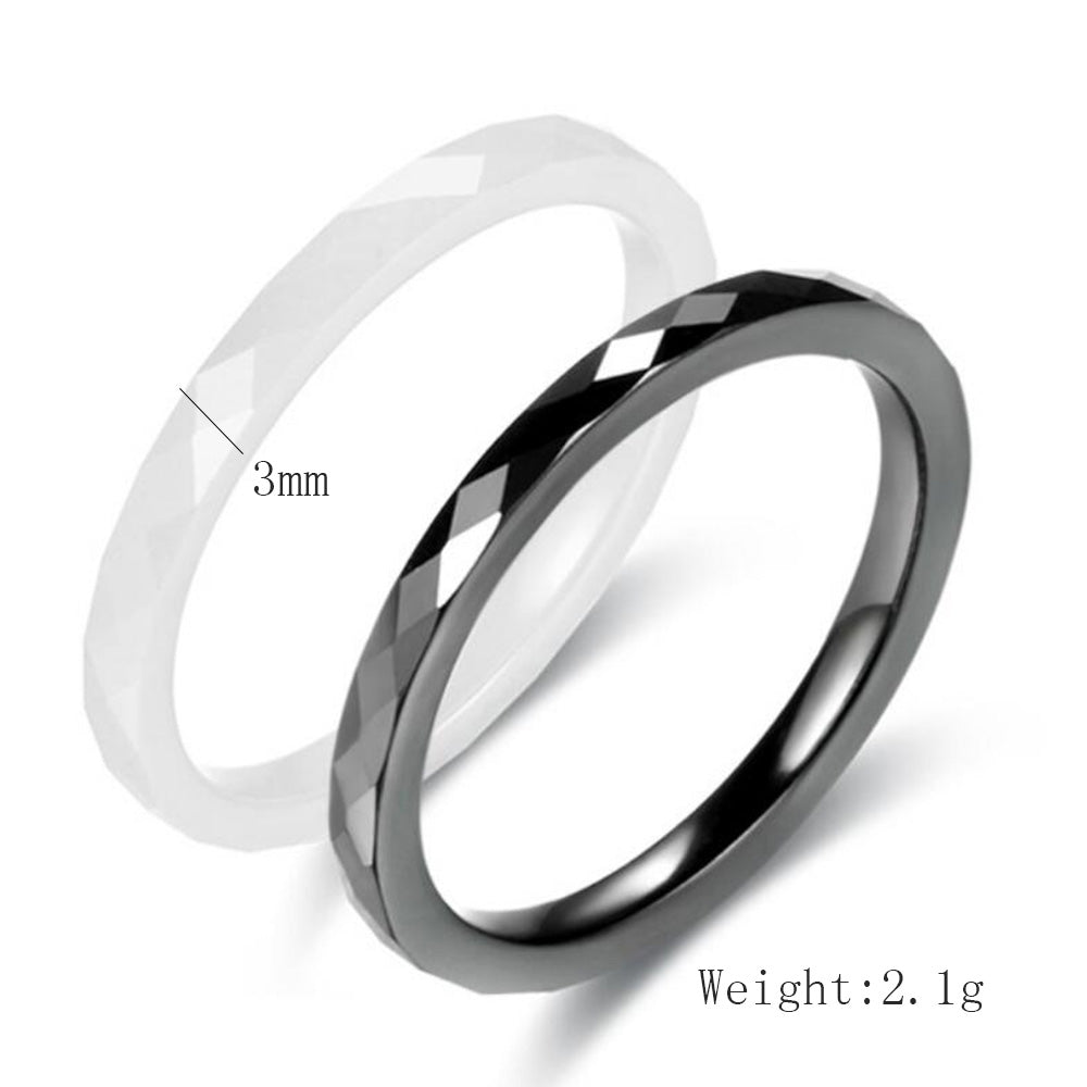 Casual Light Black White Ceramic Ring