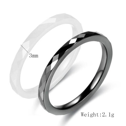 Casual Light Black White Ceramic Ring